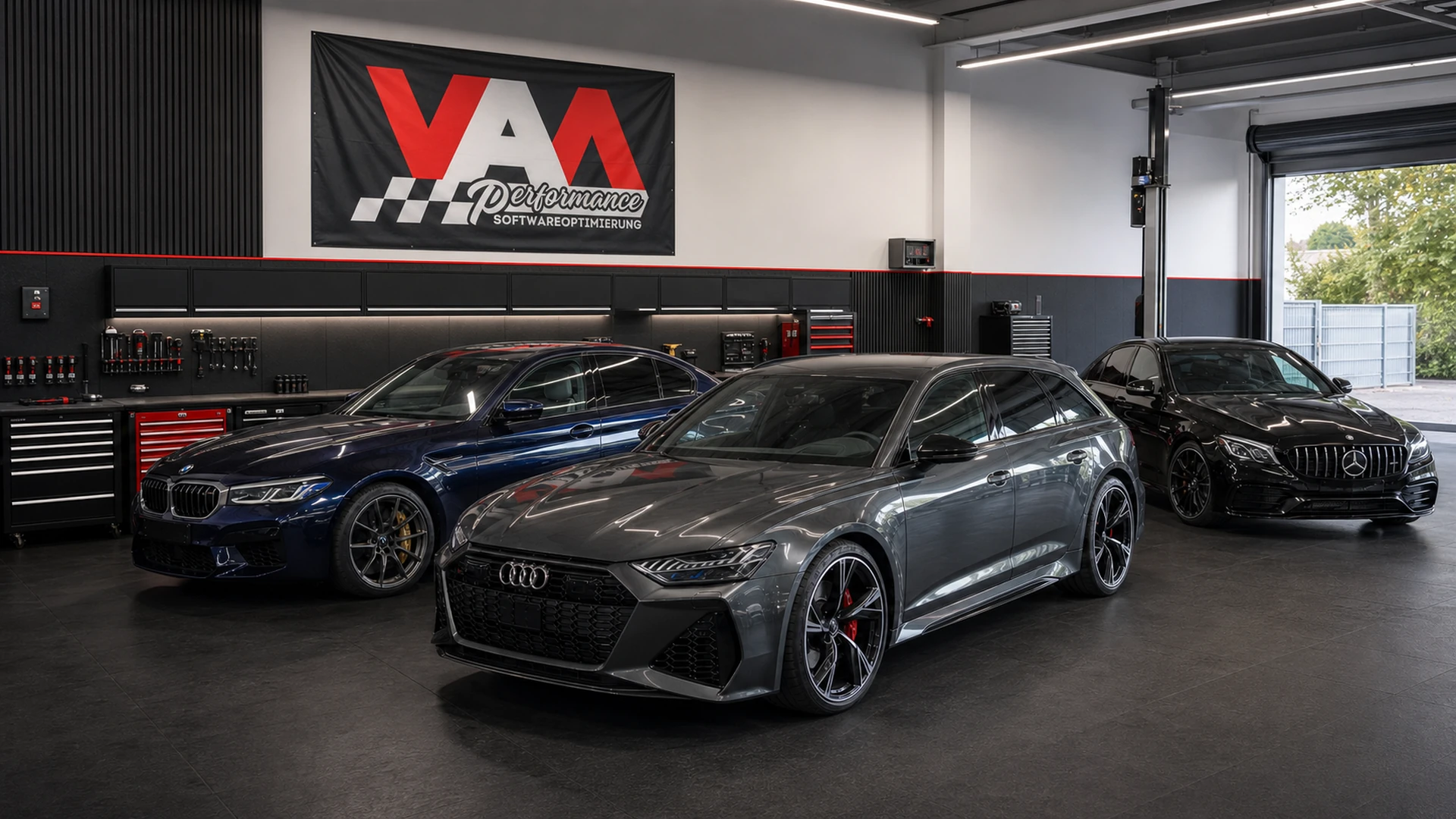 BMW M5, Audi RS6 C8 und Mercedes E63 AMG in der Werkstatt von VAM Performance